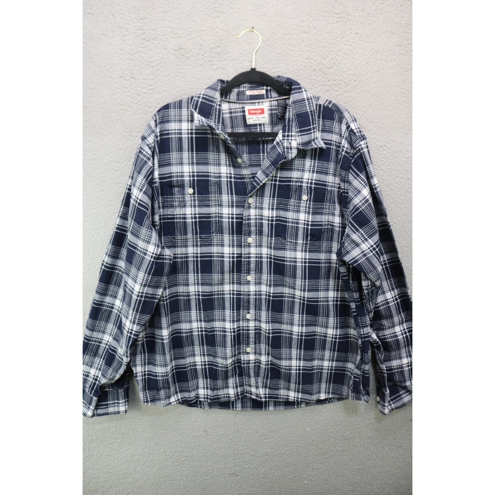 Wrangler-Flex for Comfort-Men's Long Sleeve Button-Up Shirt-2XL-2TG-Plaid-Thick